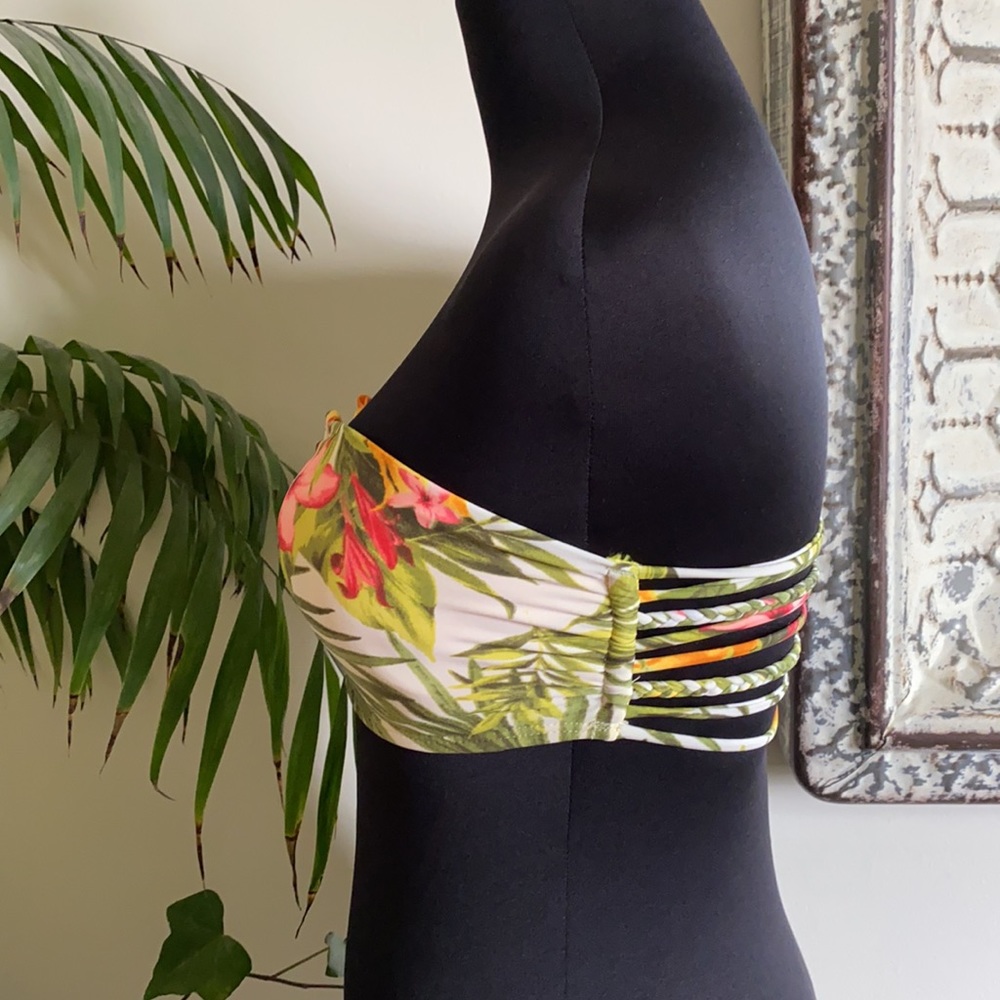 ✨NEW LIST✨Bandeau Strappy Tropical Swim Top V Down - Picture 3 of 4